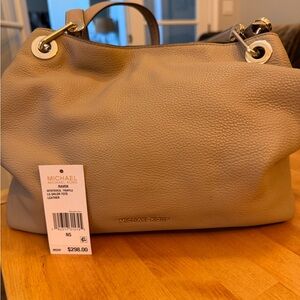 Michael Kors Beige Pebble Leather Shoulder Bag